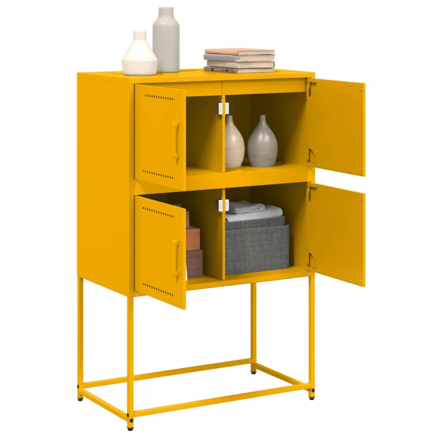 Buffet jaune moutarde 68,5x38,5x107 cm acier - 5