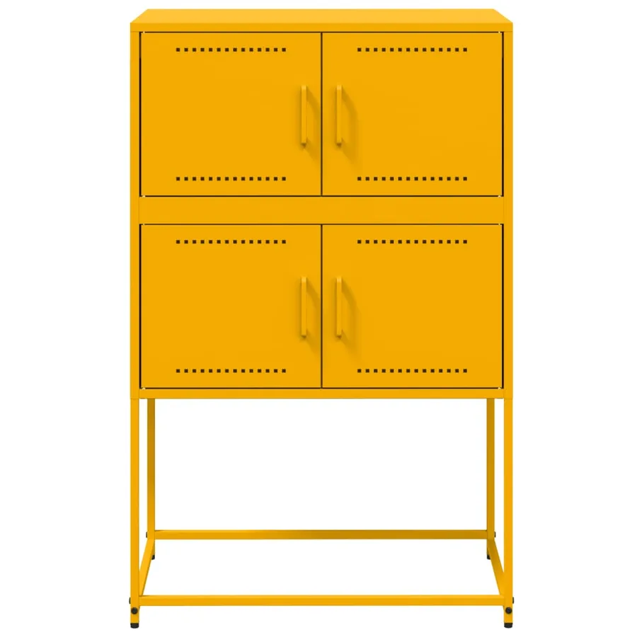 Buffet jaune moutarde 68,5x38,5x107 cm acier - 6