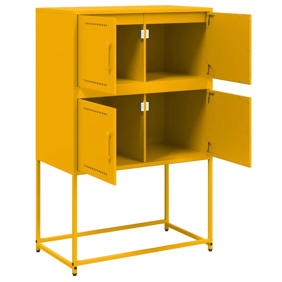 Buffet jaune moutarde 68,5x38,5x107 cm acier - 9
