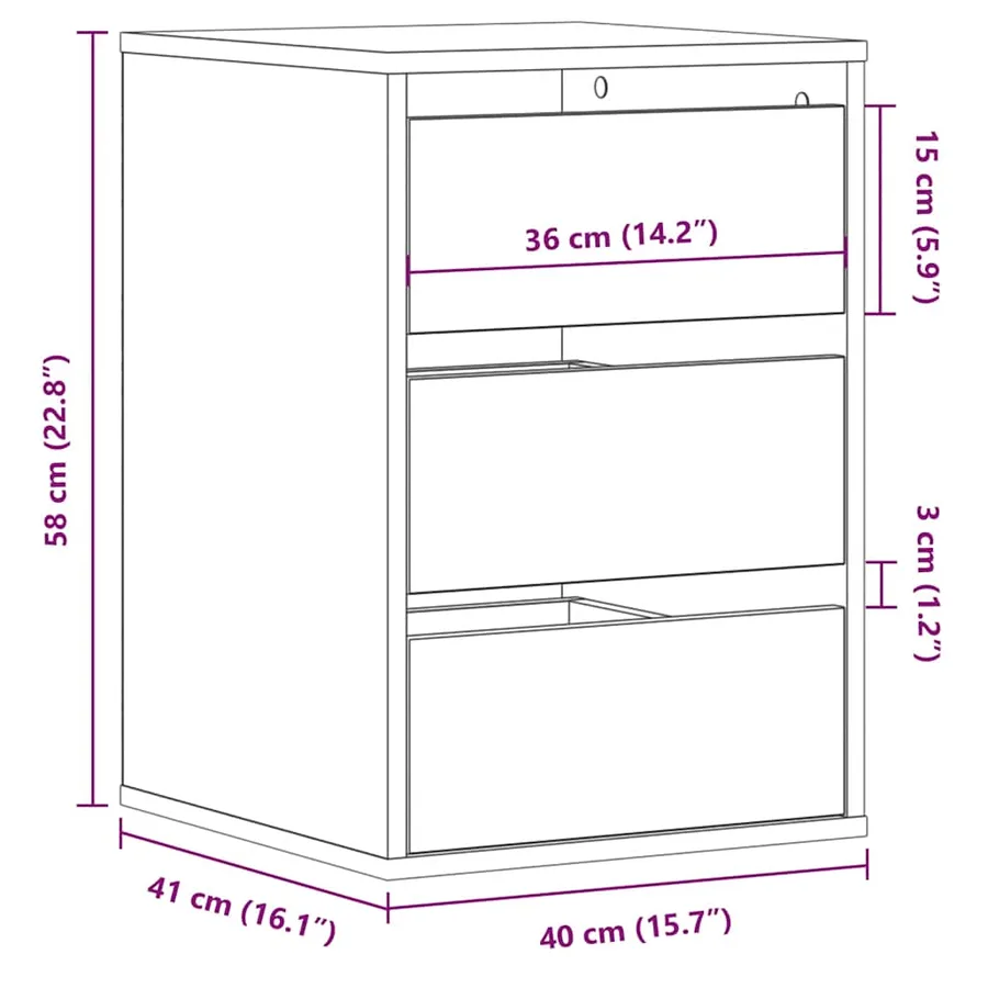 Commode d'angle chêne artisanal 40x41x58 cm bois d'ingénierie - 8