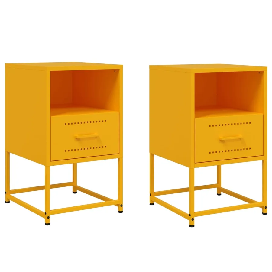Tables de chevet 2 pcs jaune moutarde 36x39x60,5 cm acier - 2
