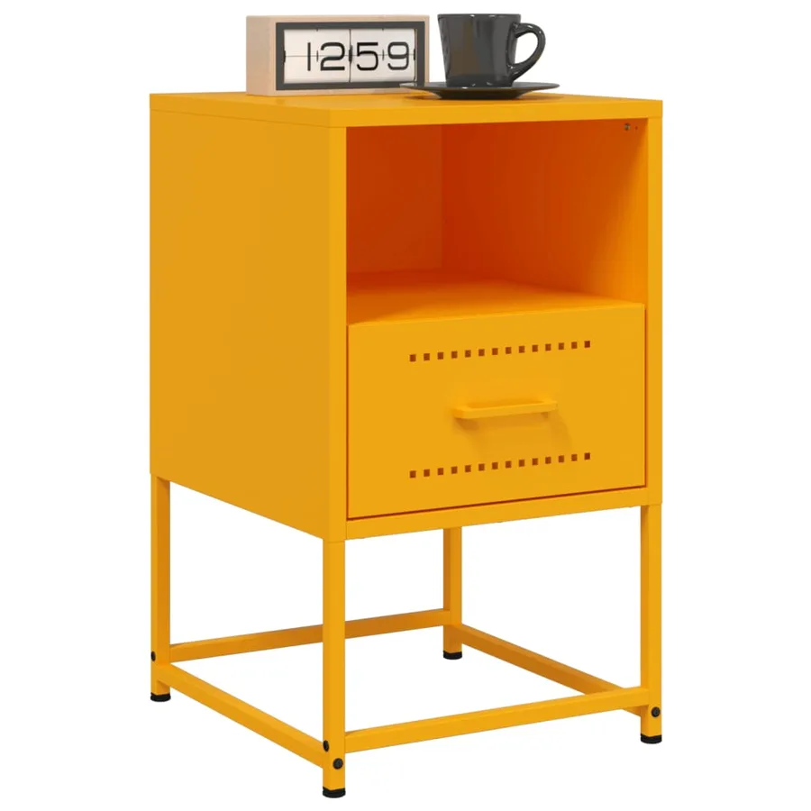Tables de chevet 2 pcs jaune moutarde 36x39x60,5 cm acier - 3