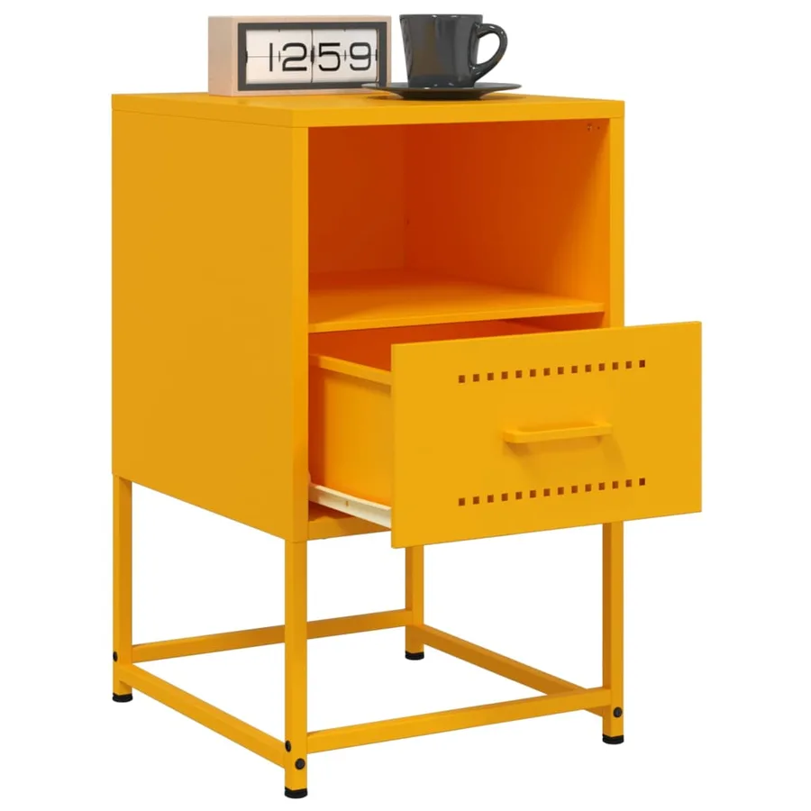Tables de chevet 2 pcs jaune moutarde 36x39x60,5 cm acier - 4