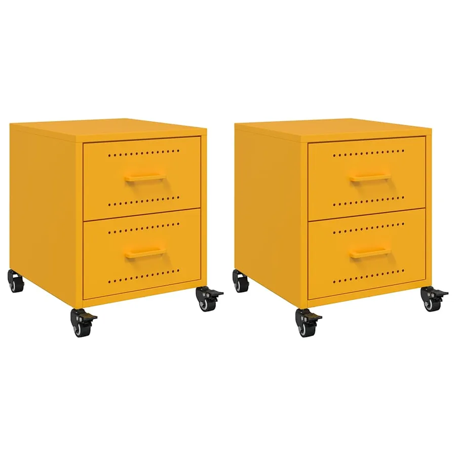 Tables de chevet 2 pcs jaune moutarde 36x39x43,5 cm acier - 2