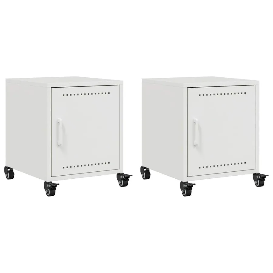 Tables de chevet 2 pcs blanc 36x39x43,5 cm acier - 2