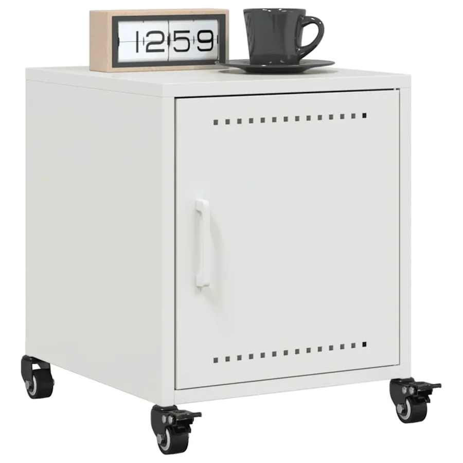 Tables de chevet 2 pcs blanc 36x39x43,5 cm acier - 4