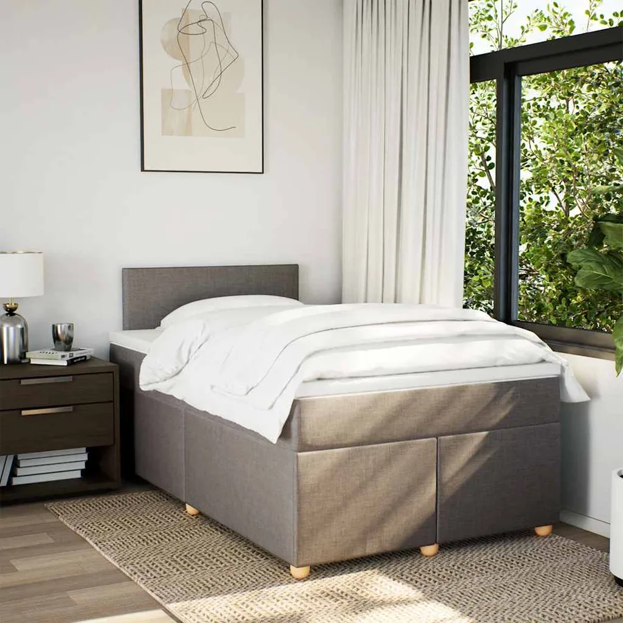Sommier à lattes de lit avec matelas taupe 120x190 cm tissu - 3