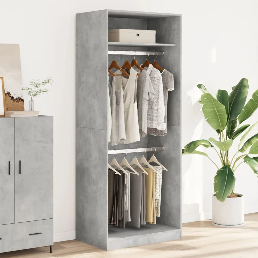 Garde-robe gris béton 80x50x200 cm bois d'ingénierie - 3