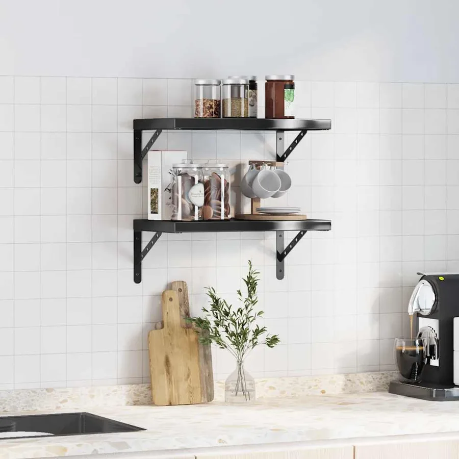 Étagères murales 2 pcs 50x30 cm noir acier inoxydable - 3