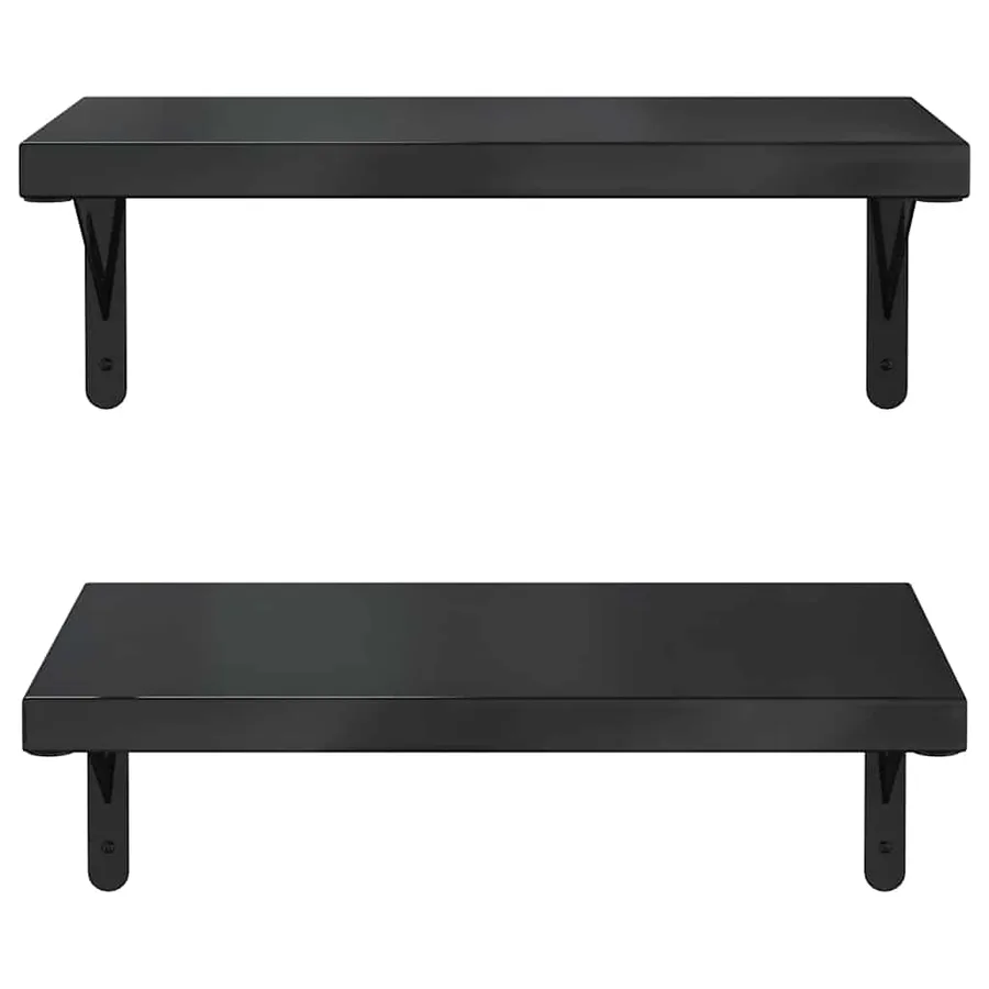 Étagères murales 2 pcs 50x30 cm noir acier inoxydable - 5