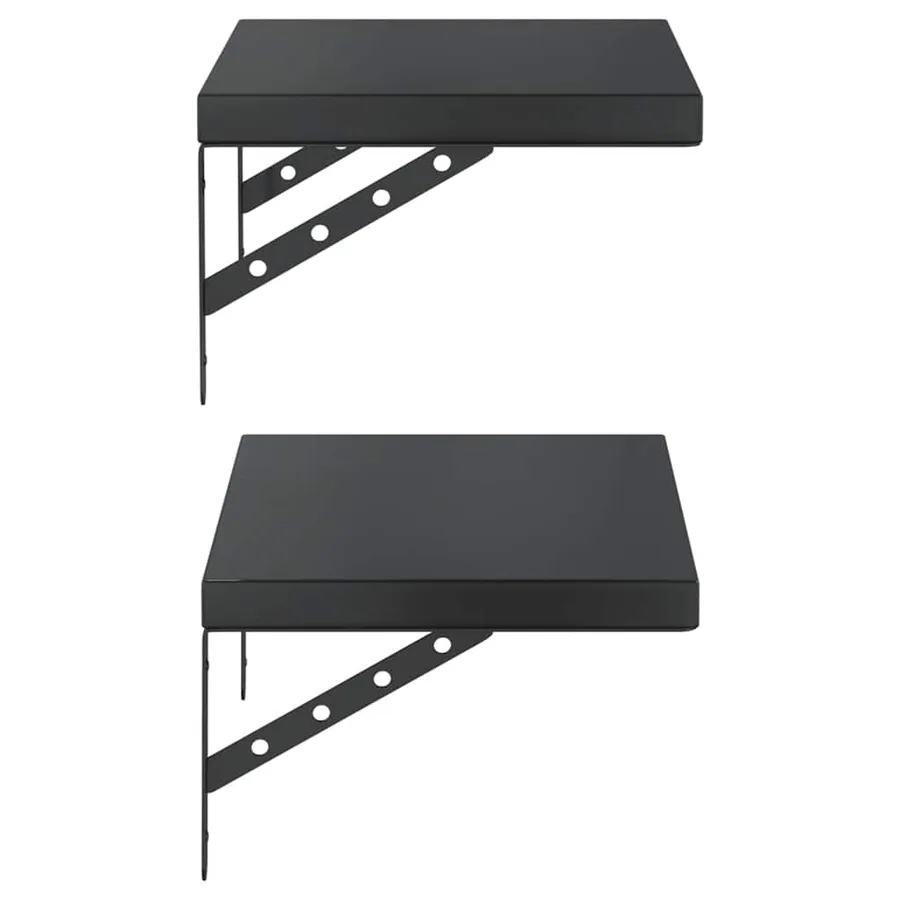 Étagères murales 2 pcs 50x30 cm noir acier inoxydable - 6