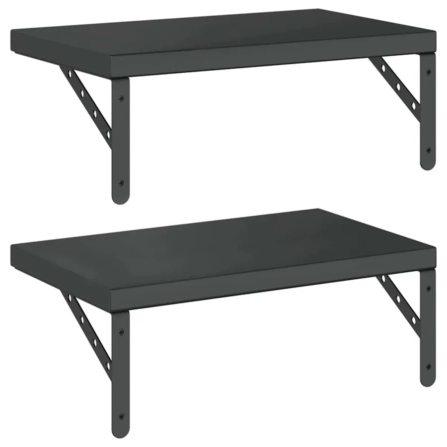 Étagères murales 2 pcs 50x30 cm noir acier inoxydable - 7