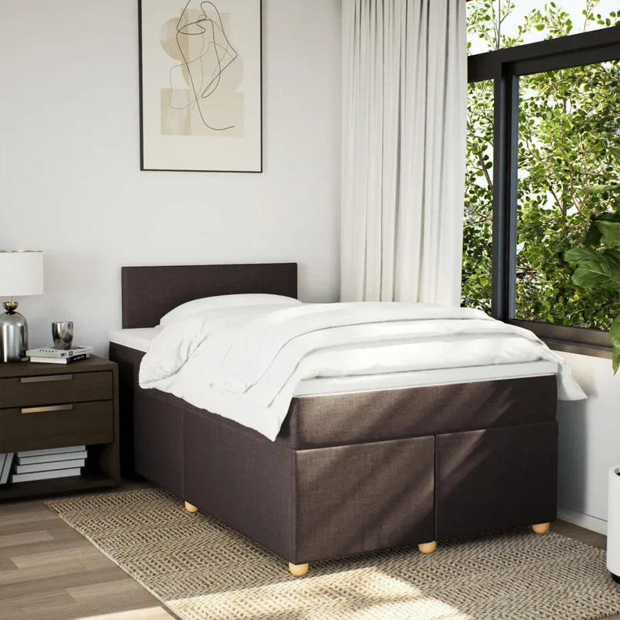 Sommier à lattes de lit avec matelas Marron foncé 120x200 cm - 4