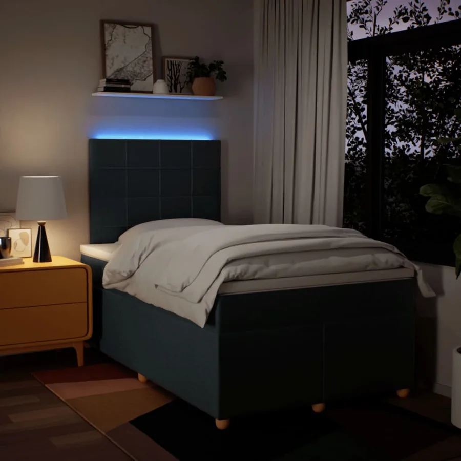Sommier à lattes de lit avec matelas Bleu 120x200 cm Tissu - 4