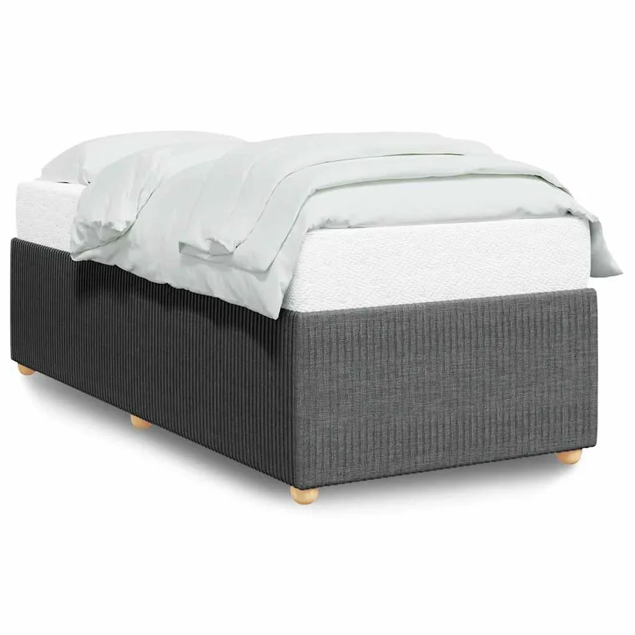 Cadre de lit sans matelas gris foncé 90x190 cm tissu - 2