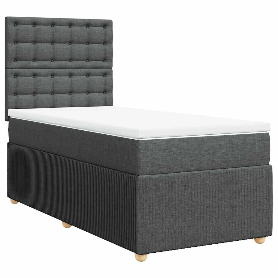 Sommier à lattes de lit et matelas Gris foncé 90x190 cm Tissu - 3