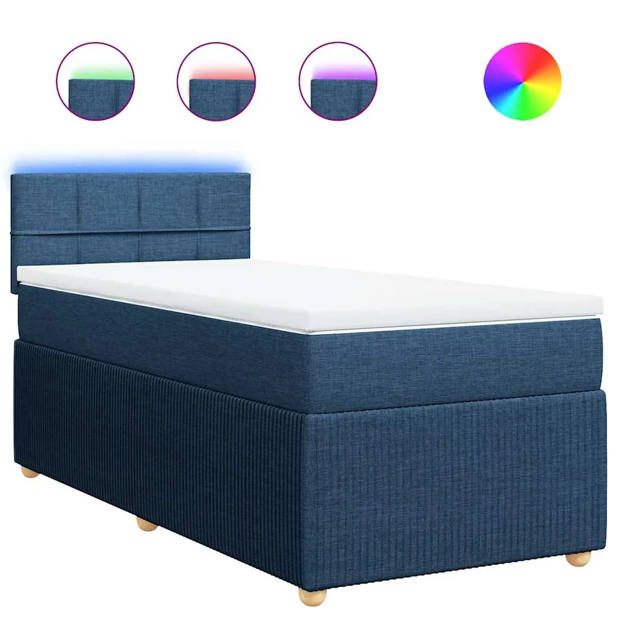 Sommier à lattes de lit avec matelas Bleu 90x190 cm Tissu - 2