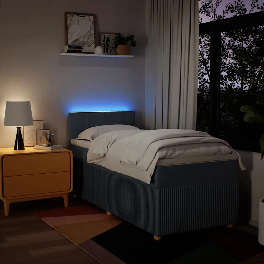 Sommier à lattes de lit avec matelas Bleu 90x190 cm Tissu - 5