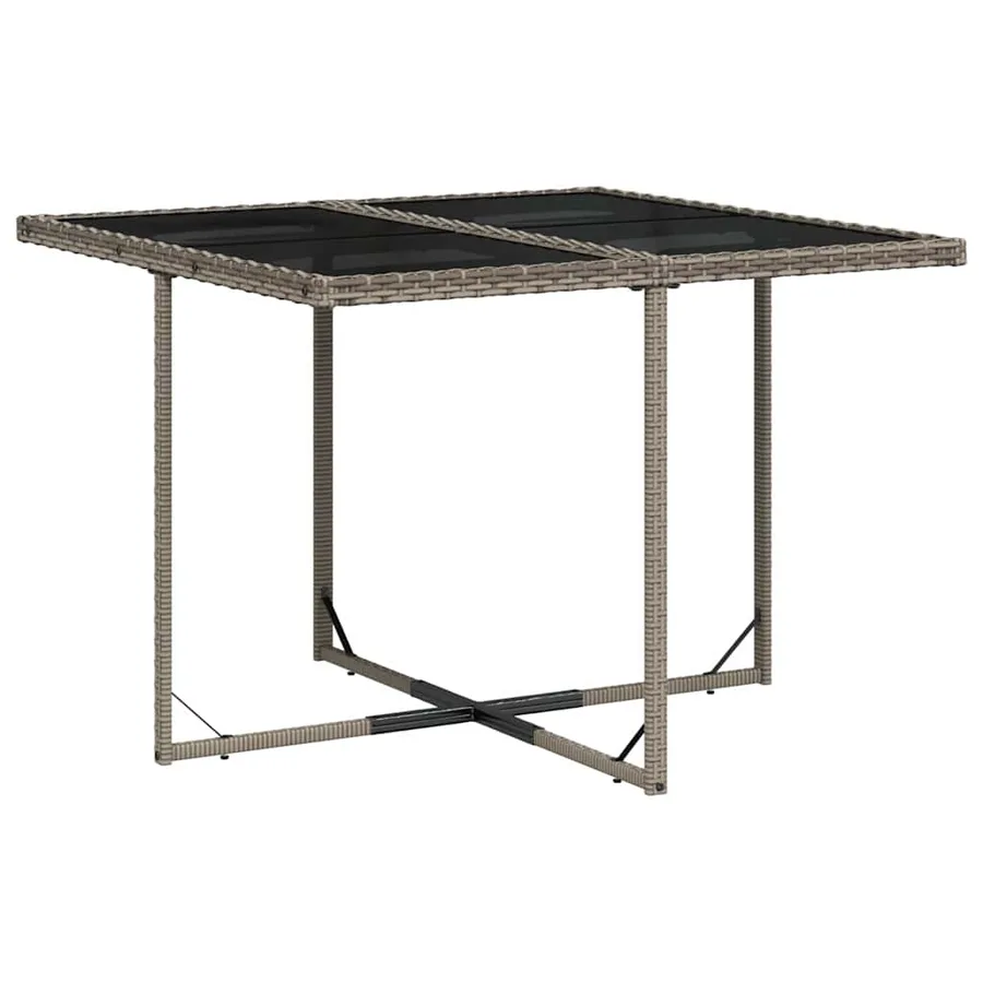 Ensemble à manger de jardin 9 pcs coussins gris résine tressée - 3