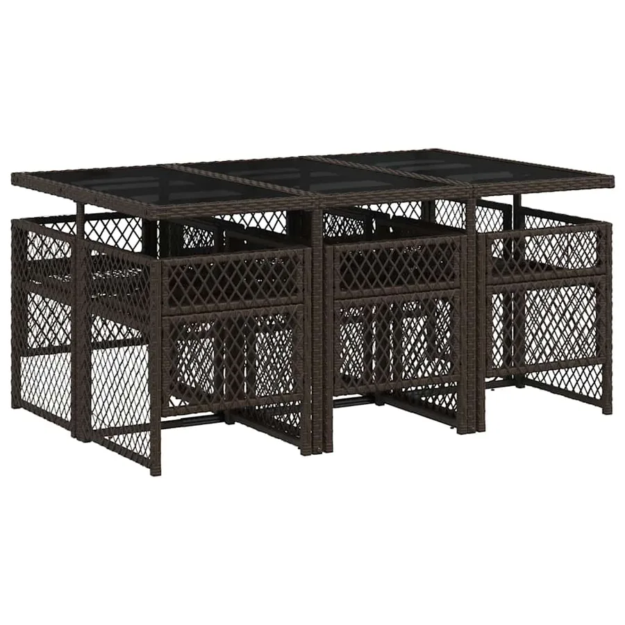 Ensemble à manger de jardin et coussins 7 pcs marron rotin - 5