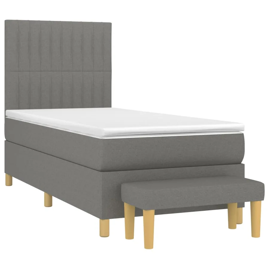 Sommier à lattes de lit avec matelas Gris foncé 80x200 cm Tissu - 3