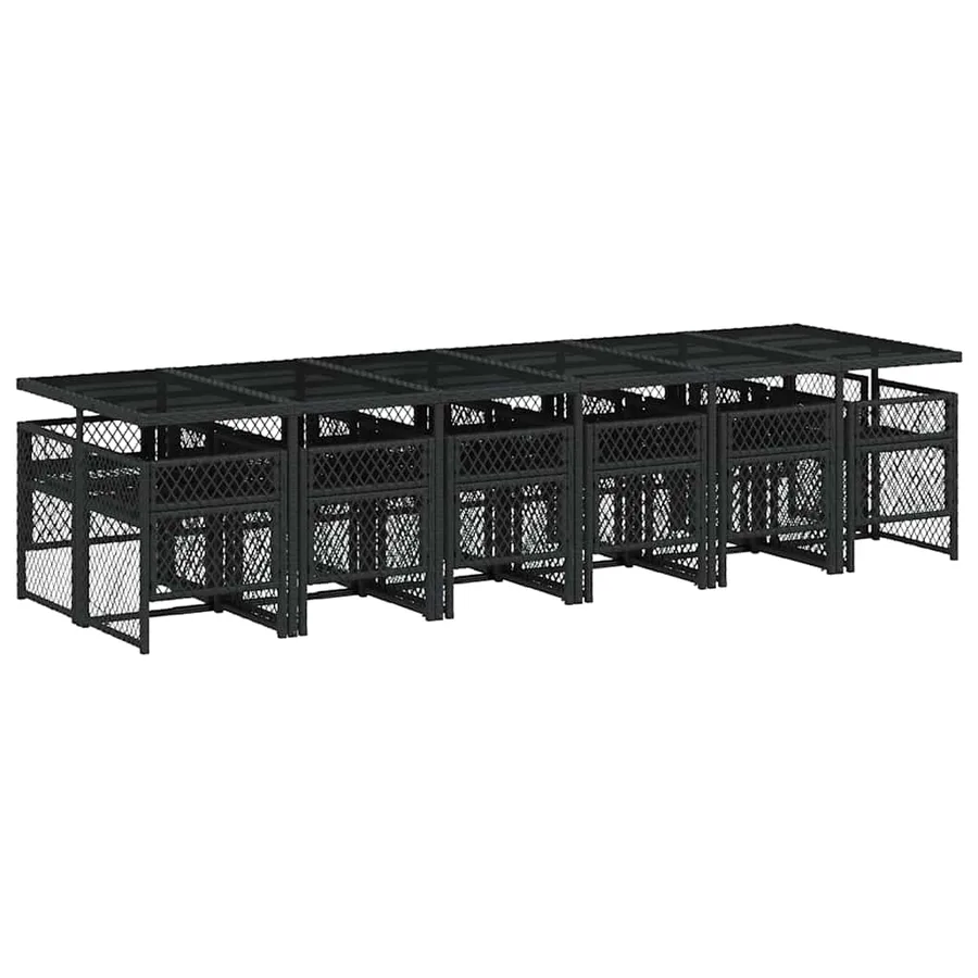 Ensemble à manger de jardin 13 pcs coussins noir résine tressée - 5