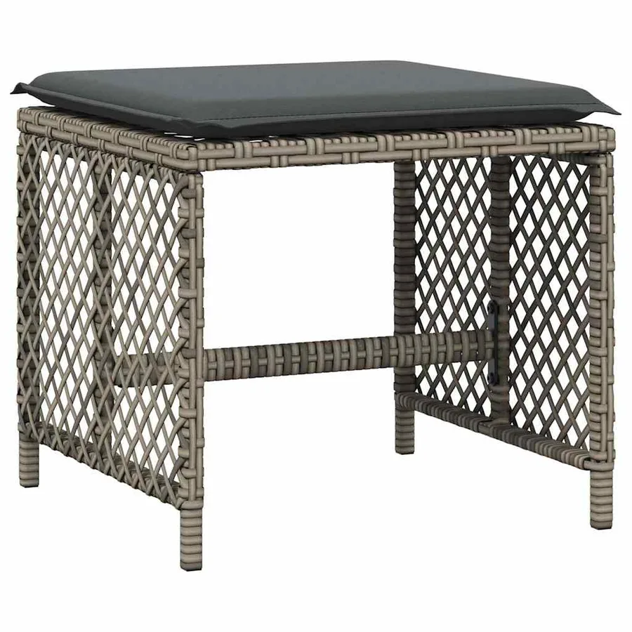 Ensemble à manger de jardin 11pcs avec coussins gris poly rotin - 5