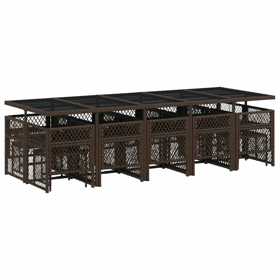 Ensemble à manger de jardin avec coussins 15 pcs marron rotin - 6