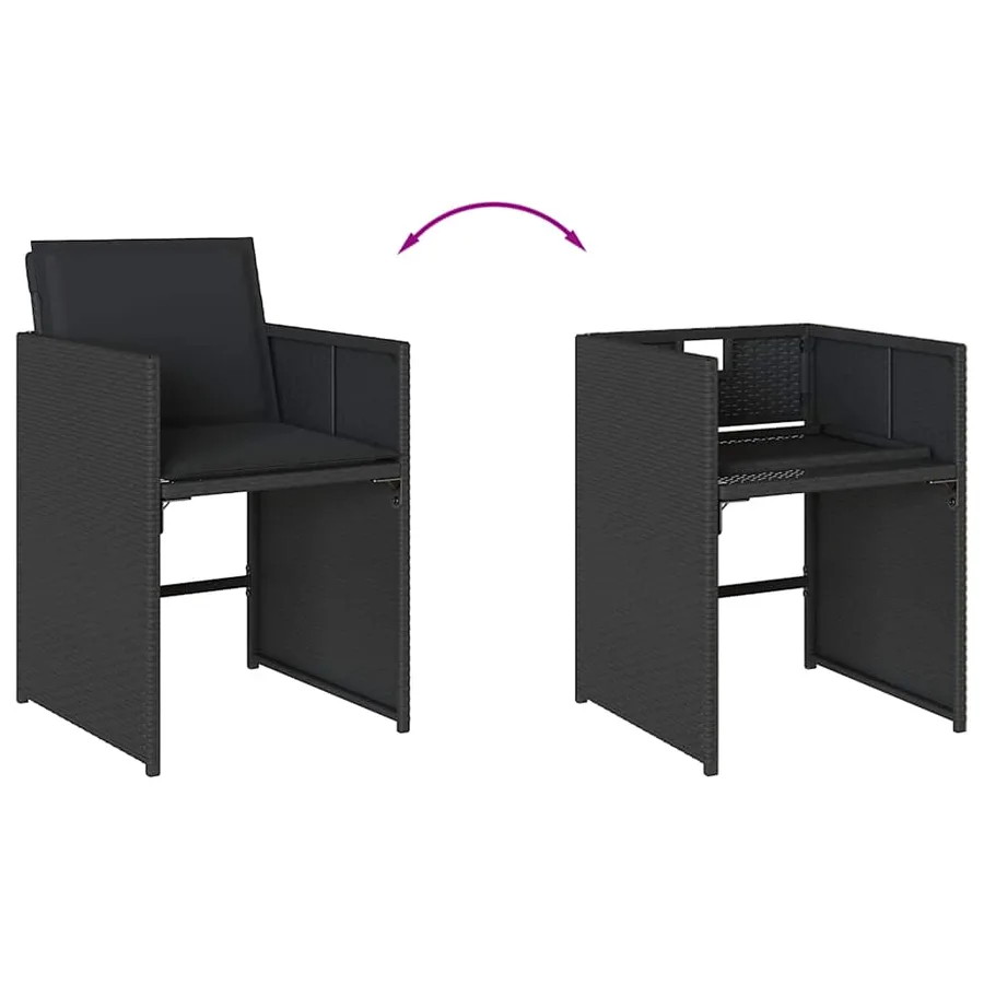 Ensemble à manger de jardin 15 pcs coussins noir résine tressée - 7