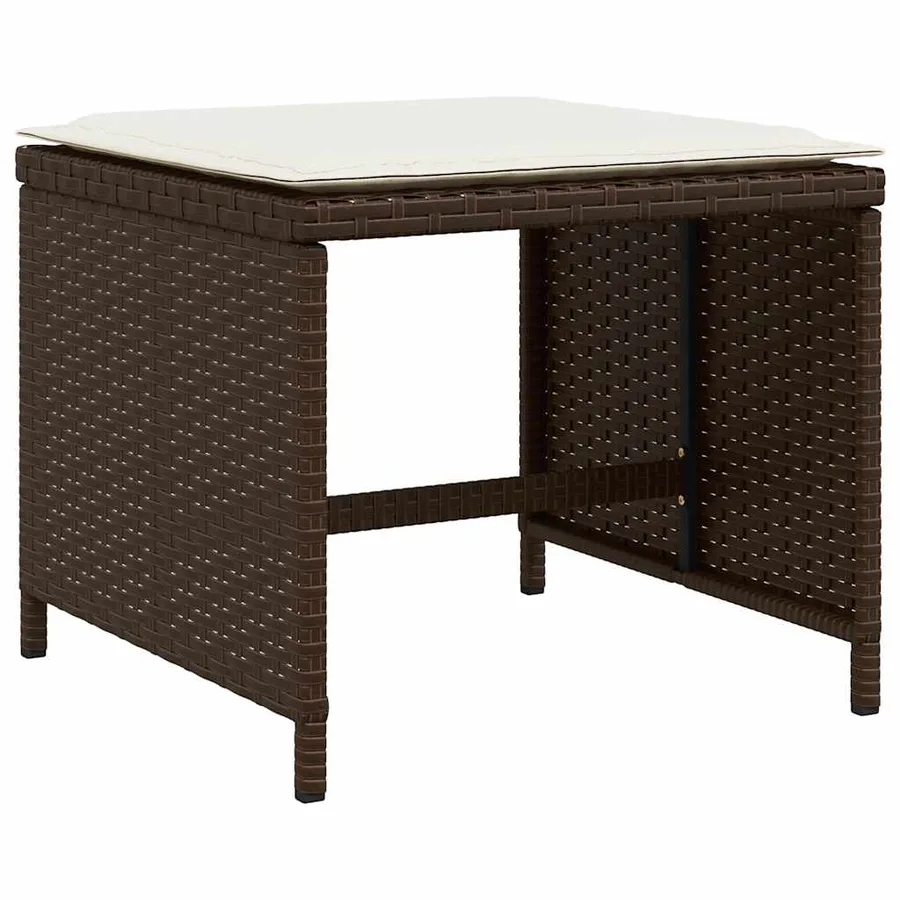 Ensemble à manger de jardin avec coussins 15 pcs marron rotin - 5
