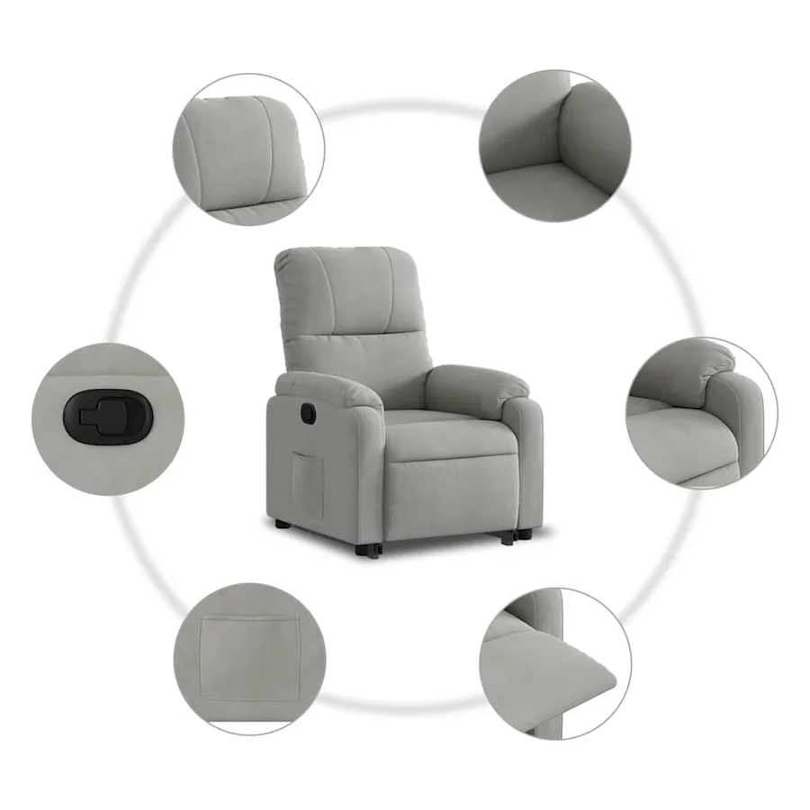Fauteuil inclinable gris clair tissu microfibre - 11