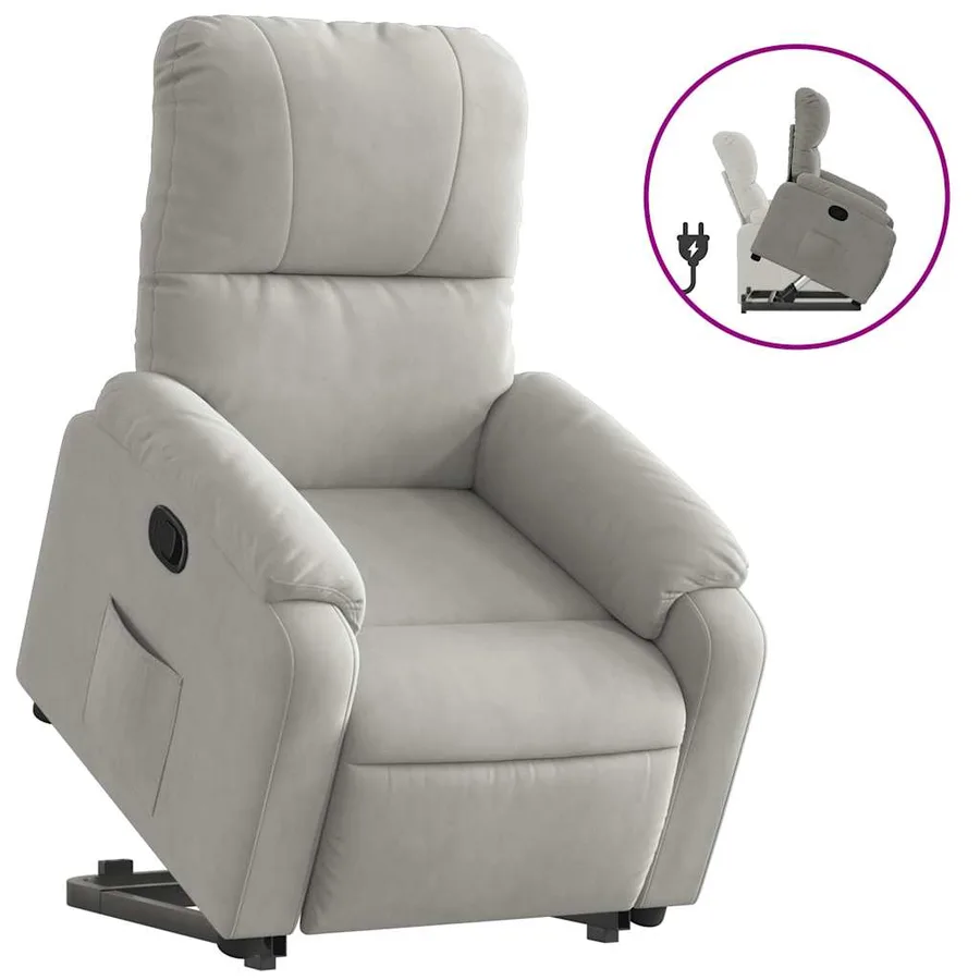 Fauteuil inclinable gris clair tissu microfibre - 2