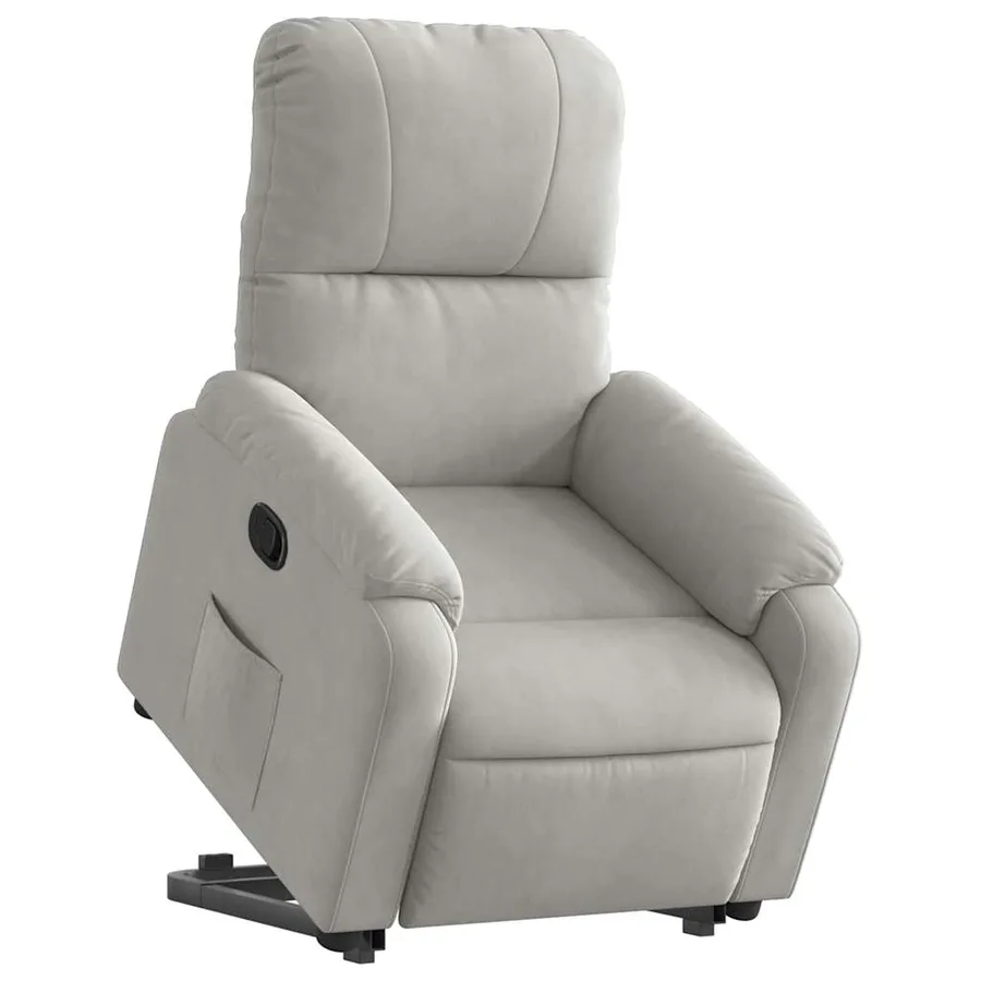 Fauteuil inclinable gris clair tissu microfibre - 3