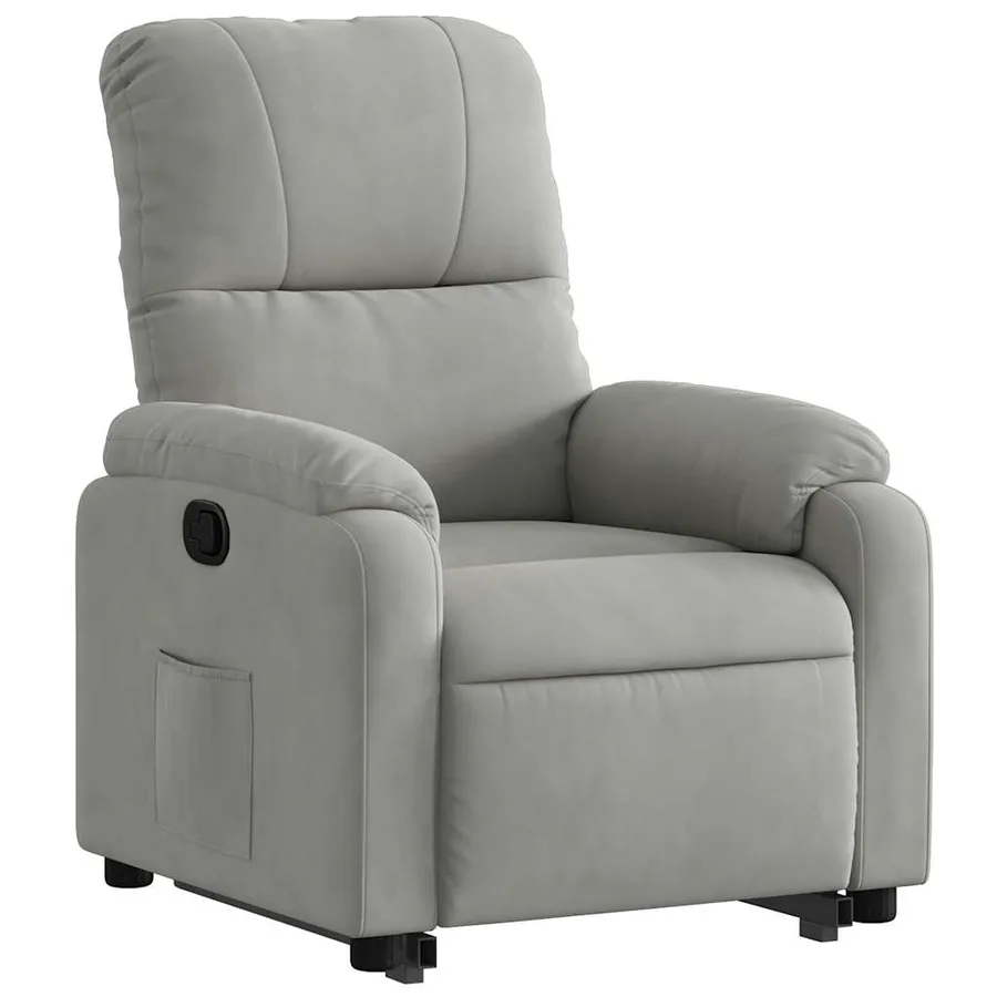 Fauteuil inclinable gris clair tissu microfibre - 4