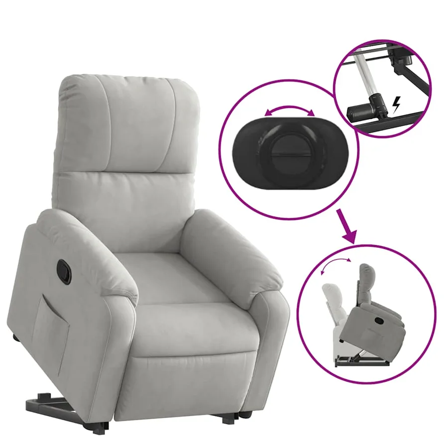 Fauteuil inclinable gris clair tissu microfibre - 6
