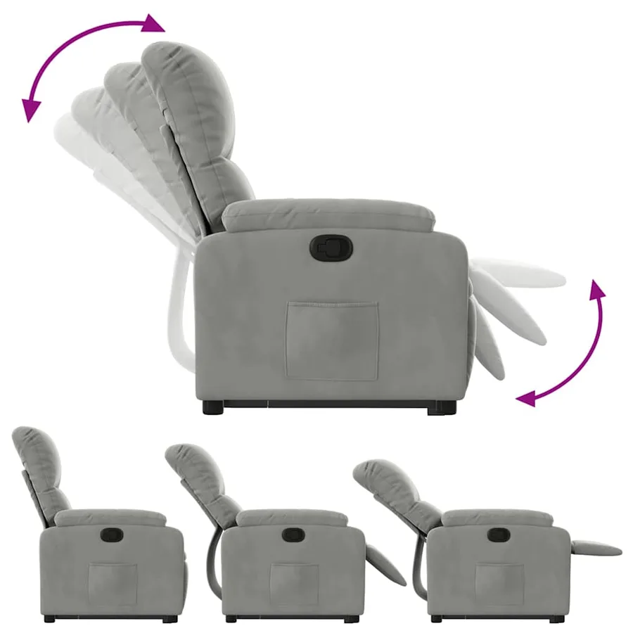 Fauteuil inclinable gris clair tissu microfibre - 7