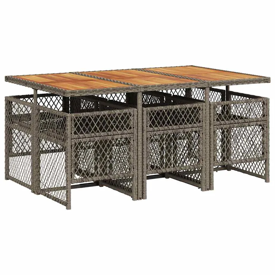 Ensemble à manger de jardin et coussins 7 pcs gris rotin - 5