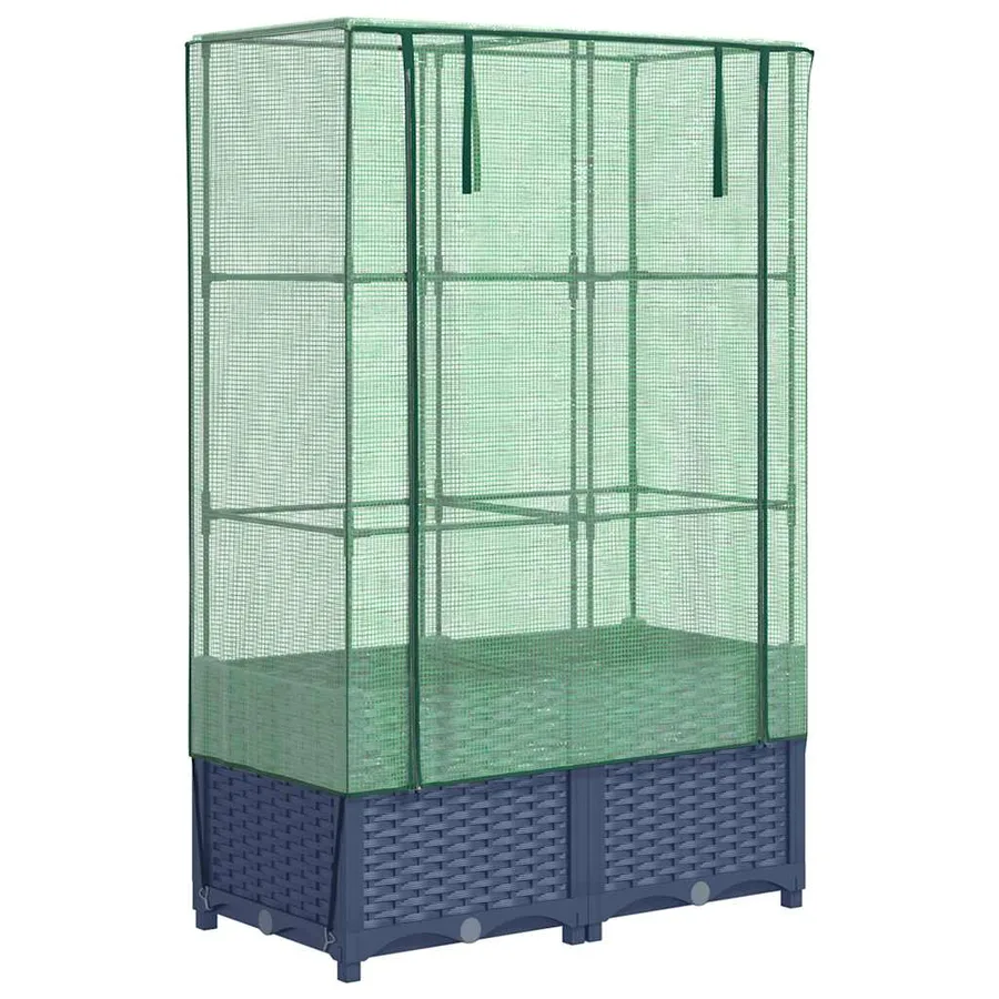 Jardinière surélevée avec housse aspect rotin 80x40x138 cm - 2
