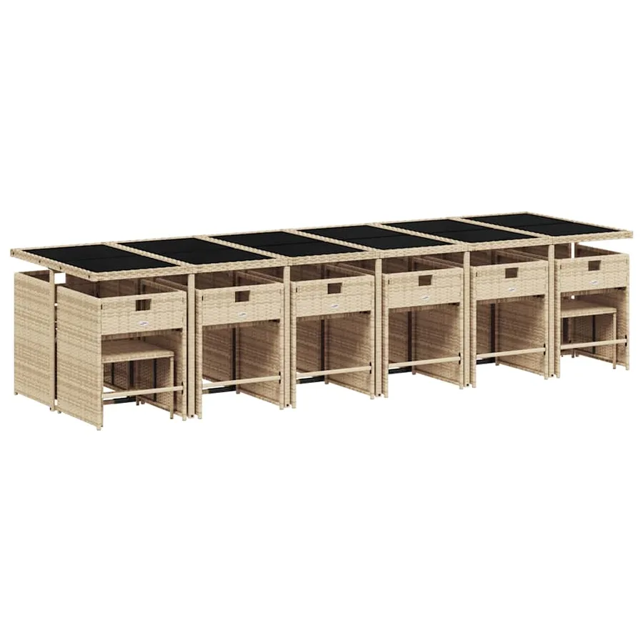 Ensemble à manger de jardin et coussins 17 pcs beige - 3