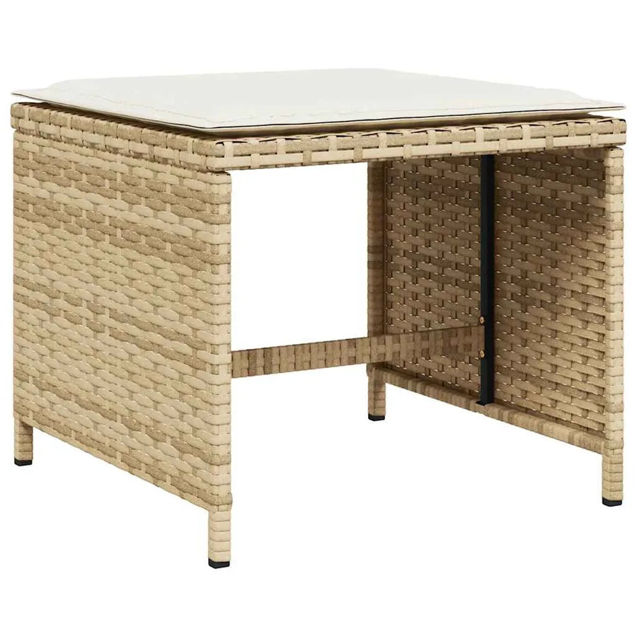Ensemble à manger de jardin et coussins 17 pcs beige - 6