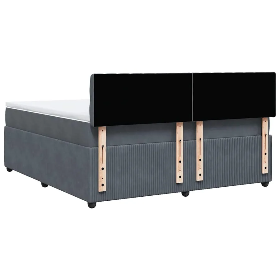 Sommier à lattes de lit et matelas Gris foncé 180x200cm Velours - 10