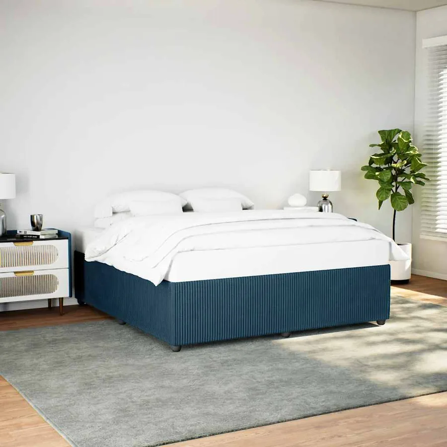 Cadre de lit sans matelas bleu 180x200 cm velours