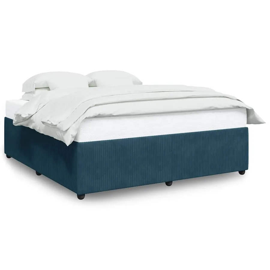 Cadre de lit sans matelas bleu 180x200 cm velours - 2