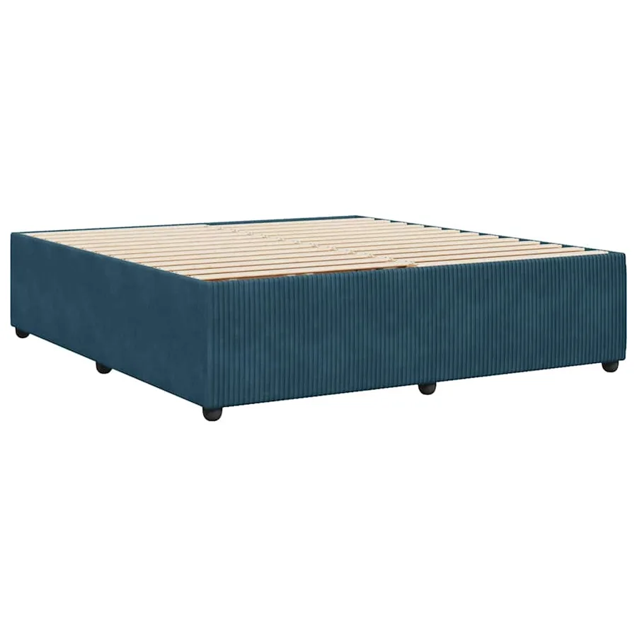 Cadre de lit sans matelas bleu 180x200 cm velours - 6