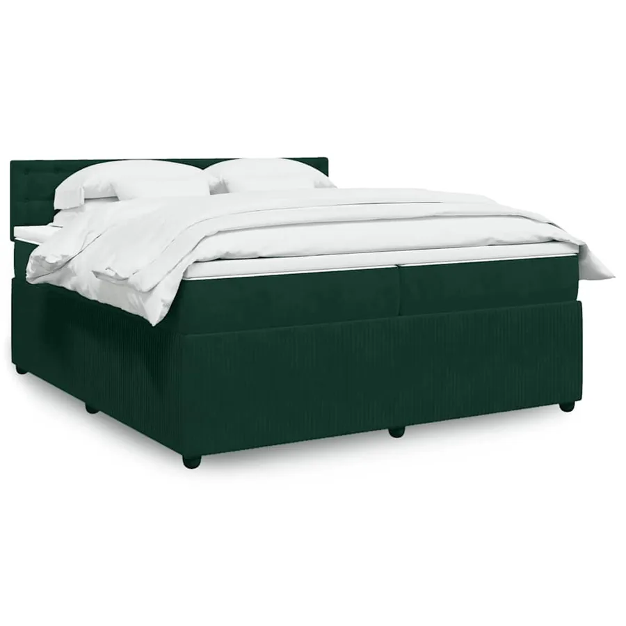 Sommier à lattes de lit et matelas Vert foncé 200x200cm Velours