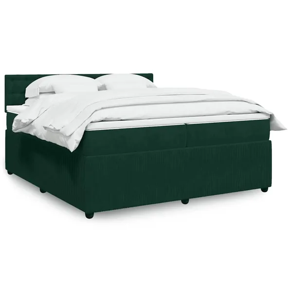 Sommier à lattes de lit et matelas Vert foncé 200x200cm Velours