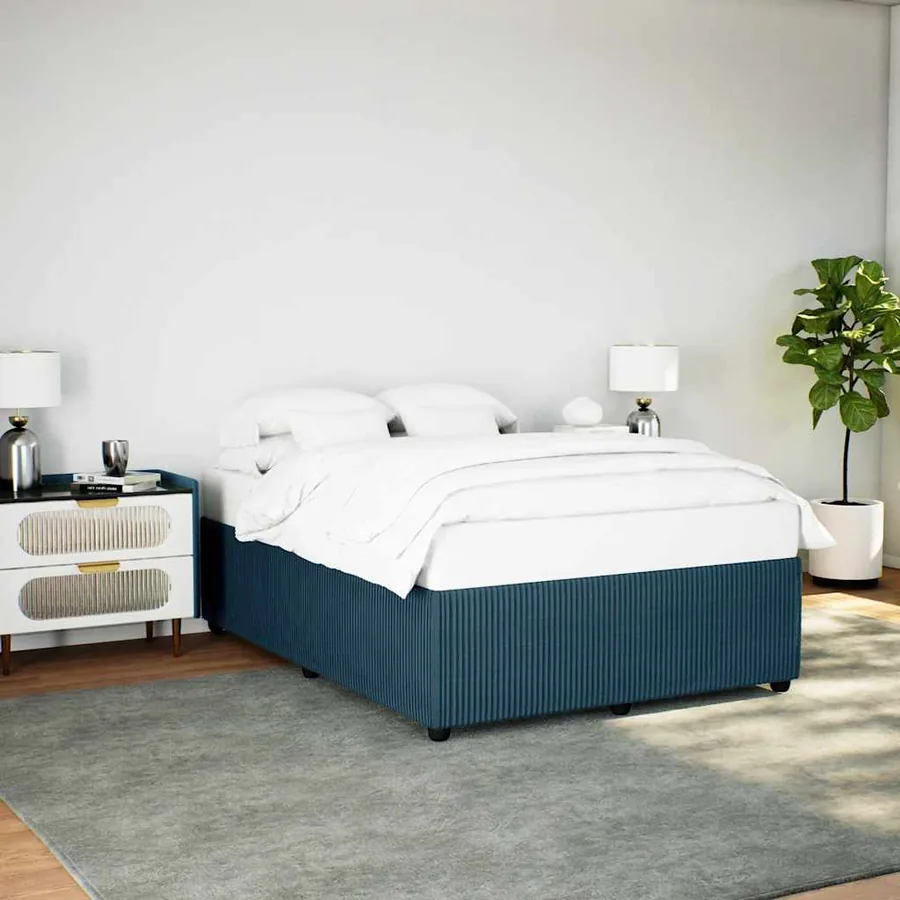 Cadre de lit sans matelas bleu 140x200 cm velours