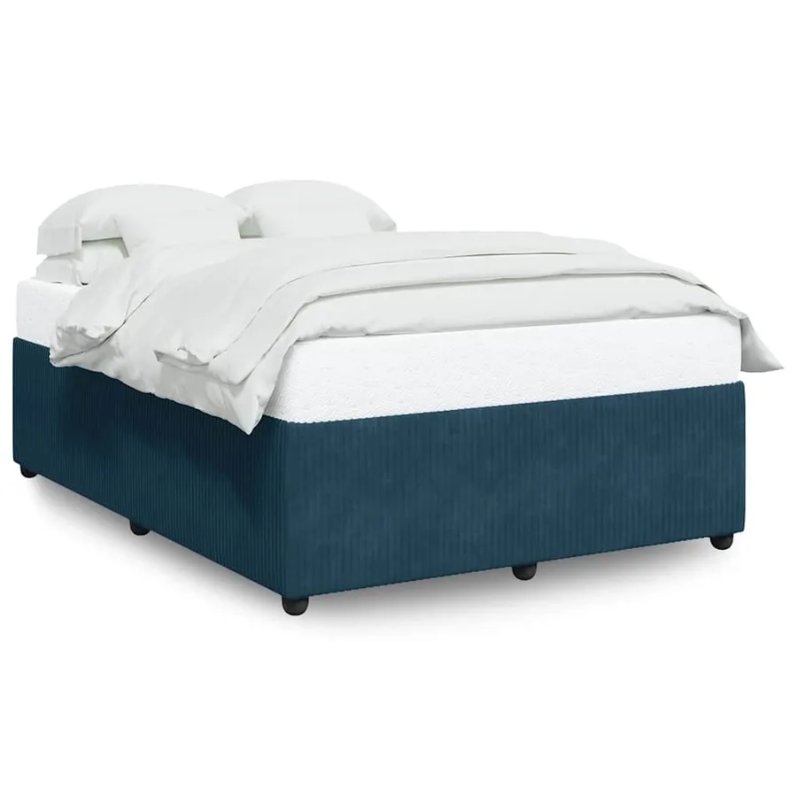 Cadre de lit sans matelas bleu 140x200 cm velours - 2