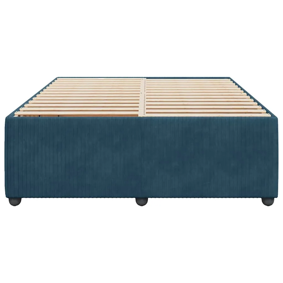 Cadre de lit sans matelas bleu 140x200 cm velours - 4