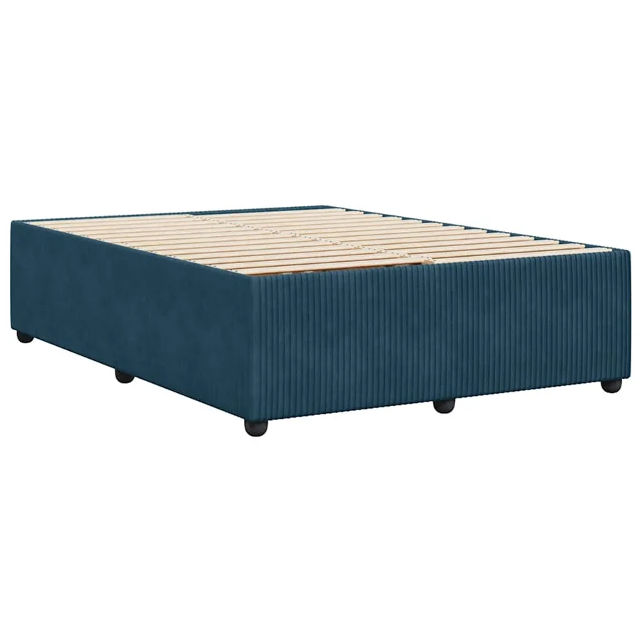 Cadre de lit sans matelas bleu 140x200 cm velours - 6
